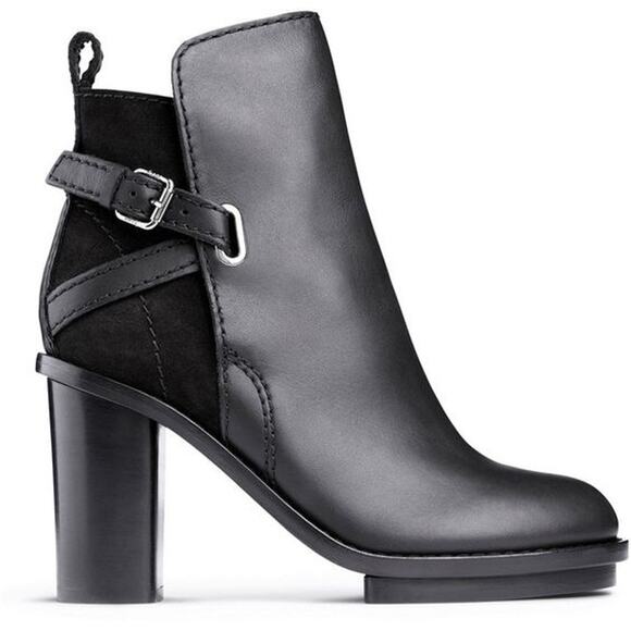 Acne Studios Womens Cypress Ankle Booties EU 38 US 8 Black Leather Heel NWOB - Picture 1 of 11